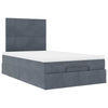 Stella Homewares Ottoman Bed with Mattresses Dark Grey King Single Velvet