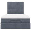 Stella Homewares Ottoman Bed with Mattresses Dark Grey King Single Velvet