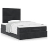 Stella Homewares Ottoman Bed with Mattresses Black King Single Velvet
