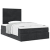 Stella Homewares Ottoman Bed with Mattresses Black King Single Velvet