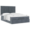 Stella Homewares Ottoman Bed with Mattresses Dark Grey Queen Velvet