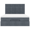 Stella Homewares Ottoman Bed with Mattresses Dark Grey Queen Velvet