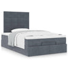 Stella Homewares Ottoman Bed with Mattresses Dark Grey King Single Velvet