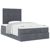 Stella Homewares Ottoman Bed with Mattresses Dark Grey King Single Velvet