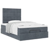 Stella Homewares Ottoman Bed with Mattresses Dark Grey King Single Velvet