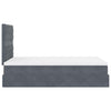 Stella Homewares Ottoman Bed with Mattresses Dark Grey King Single Velvet