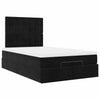 Stella Homewares Ottoman Bed with Mattresses Black King Single Velvet