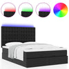 Stella Homewares Ottoman Bed with Mattress & LEDs Black Queen Faux Leather