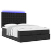 Stella Homewares Ottoman Bed with Mattress & LEDs Black Queen Faux Leather