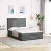 Stella Homewares Ottoman Bed with Mattress & LEDs Dark Grey Queen Fabric