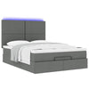 Stella Homewares Ottoman Bed with Mattress & LEDs Dark Grey Queen Fabric