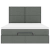 Stella Homewares Ottoman Bed with Mattress & LEDs Dark Grey Queen Fabric