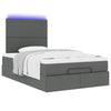 Stella Homewares Ottoman Bed with Mattress & LEDs Dark Grey King Single Fabric