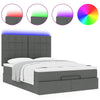 Stella Homewares Ottoman Bed with Mattress & LEDs Dark Grey Double Fabric