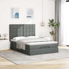 Stella Homewares Ottoman Bed with Mattress & LEDs Dark Grey Queen Fabric