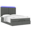 Stella Homewares Ottoman Bed with Mattress & LEDs Dark Grey Queen Fabric