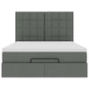 Stella Homewares Ottoman Bed with Mattress & LEDs Dark Grey Queen Fabric