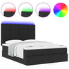 Stella Homewares Ottoman Bed with Mattress & LEDs Black Queen Fabric
