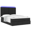 Stella Homewares Ottoman Bed with Mattress & LEDs Black Queen Fabric