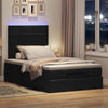 Stella Homewares Ottoman Bed with Mattress & LEDs Black King Single Fabric