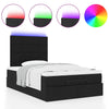 Stella Homewares Ottoman Bed with Mattress & LEDs Black King Single Fabric