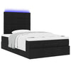 Stella Homewares Ottoman Bed with Mattress & LEDs Black King Single Fabric