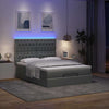 Stella Homewares Ottoman Bed with Mattress & LEDs Dark Grey Double Fabric