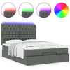 Stella Homewares Ottoman Bed with Mattress & LEDs Dark Grey Double Fabric