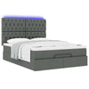 Stella Homewares Ottoman Bed with Mattress & LEDs Dark Grey Double Fabric