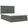 Stella Homewares Ottoman Bed with Mattress & LEDs Dark Grey Double Fabric