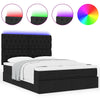 Stella Homewares Ottoman Bed with Mattress & LEDs Black Queen Fabric