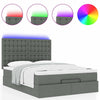 Stella Homewares Ottoman Bed with Mattress & LEDs Dark Grey Double Fabric
