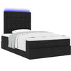 Stella Homewares Ottoman Bed with Mattress & LEDs Black King Single Fabric