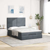 Stella Homewares Ottoman Bed with Mattresses & LEDs Dark Grey Queen Velvet