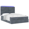 Stella Homewares Ottoman Bed with Mattresses & LEDs Dark Grey Queen Velvet