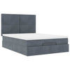 Stella Homewares Ottoman Bed with Mattresses & LEDs Dark Grey Queen Velvet