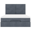 Stella Homewares Ottoman Bed with Mattresses & LEDs Dark Grey Queen Velvet