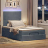 Stella Homewares Ottoman Bed with Mattresses & LEDs Dark Grey King Single Velvet