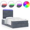 Stella Homewares Ottoman Bed with Mattresses & LEDs Dark Grey King Single Velvet