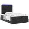 Stella Homewares Ottoman Bed with Mattresses & LEDs Black King Single Velvet
