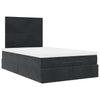 Stella Homewares Ottoman Bed with Mattresses & LEDs Black King Single Velvet
