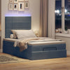 Stella Homewares Ottoman Bed with Mattresses & LEDs Dark Grey King Single Velvet