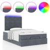 Stella Homewares Ottoman Bed with Mattresses & LEDs Dark Grey King Single Velvet