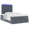 Stella Homewares Ottoman Bed with Mattresses & LEDs Dark Grey King Single Velvet
