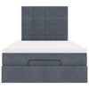Stella Homewares Ottoman Bed with Mattresses & LEDs Dark Grey King Single Velvet