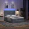 Stella Homewares Ottoman Bed with Mattresses & LEDs Dark Grey Queen Velvet