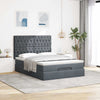 Stella Homewares Ottoman Bed with Mattresses & LEDs Dark Grey Queen Velvet