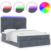 Stella Homewares Ottoman Bed with Mattresses & LEDs Dark Grey Queen Velvet