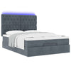Stella Homewares Ottoman Bed with Mattresses & LEDs Dark Grey Queen Velvet