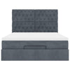 Stella Homewares Ottoman Bed with Mattresses & LEDs Dark Grey Queen Velvet